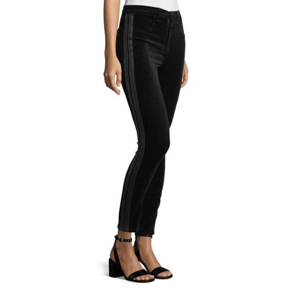 NWT Rag & Bone | Mito Skinny Velvet Pants With Leather Strips - Picture 1 of 15